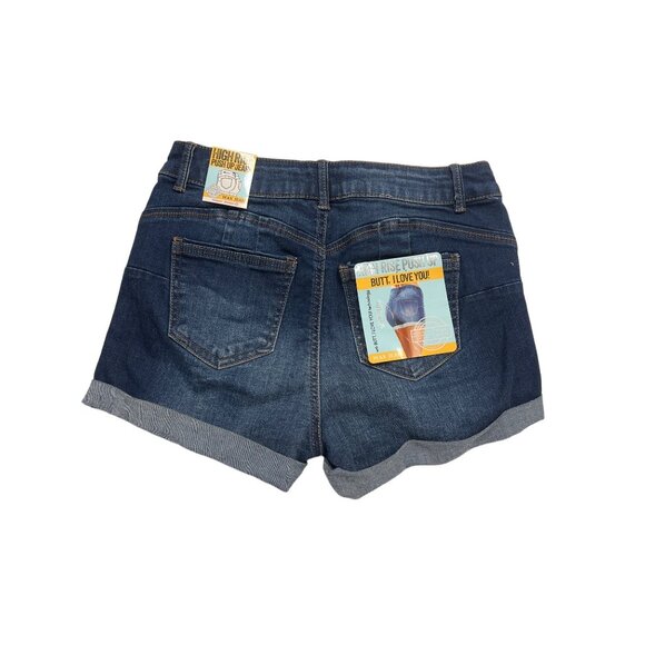 Wax Jean Dark Blue Distressed Shorts - Picture 2 of 3